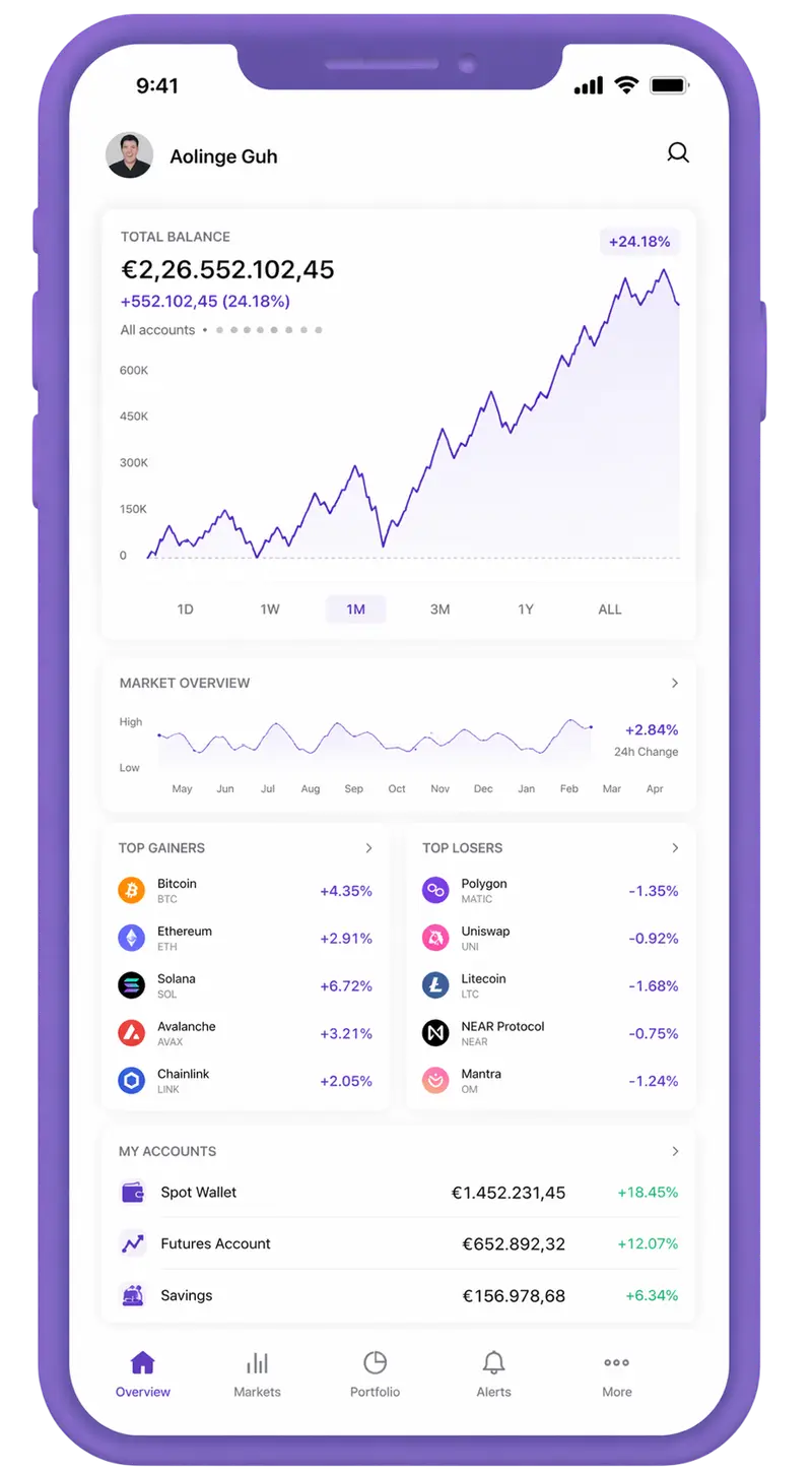 Zephgain mobile app showing portfolio overview